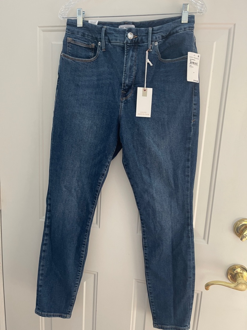 Good American Women's Straight Leg Jeans in Dark Blue Denim